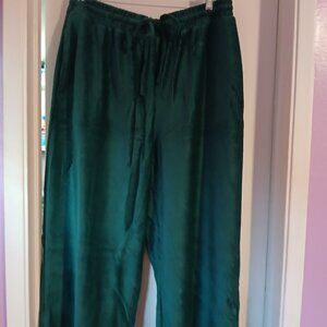 On 34TH Women's Ribbed Velour Drawstring Pants SZ XL NWT Green